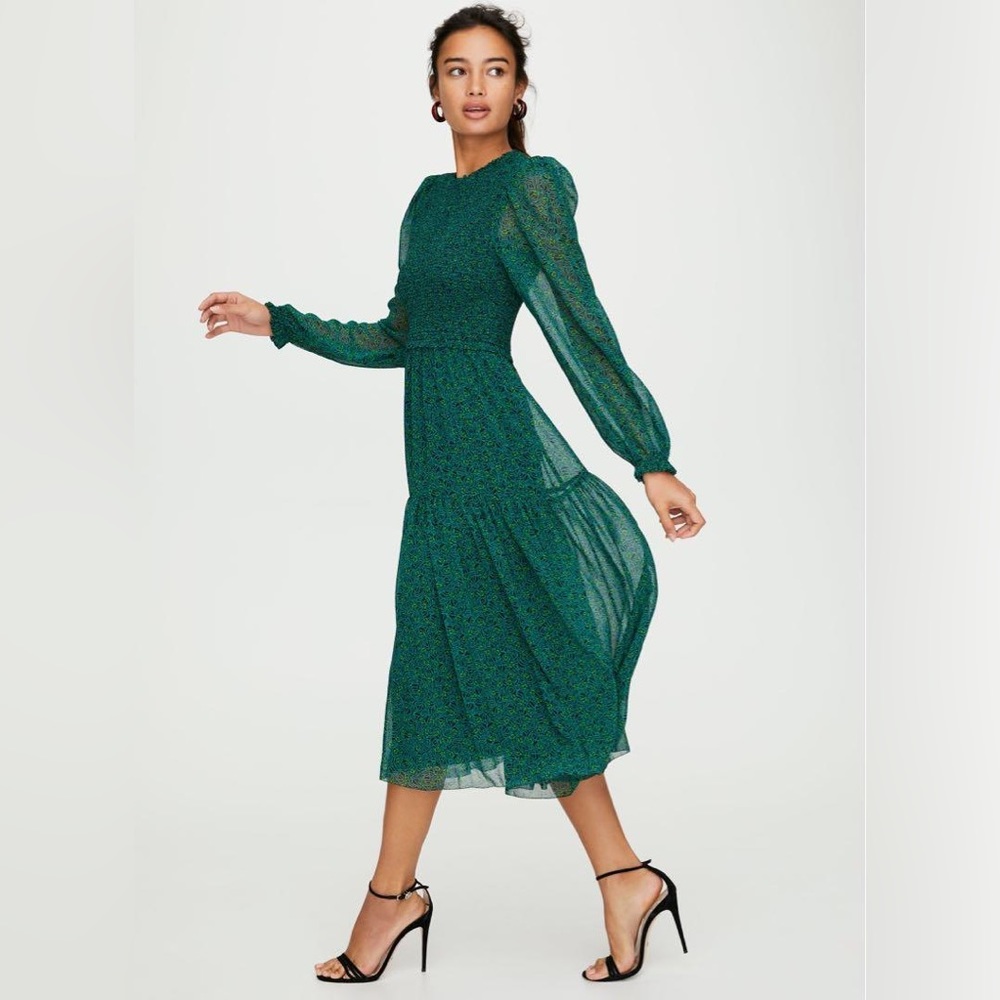 Aritzia Wilfred Rosalyn Dress, green floral print, size small